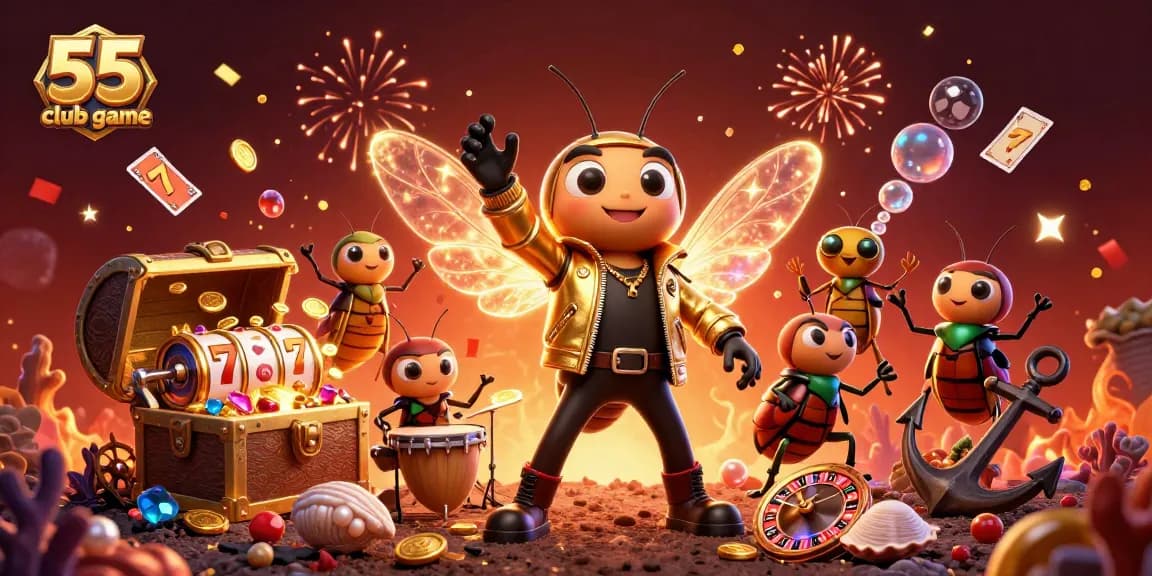 Experience vibrant excitement in the 55 club game with our animated casino scene.