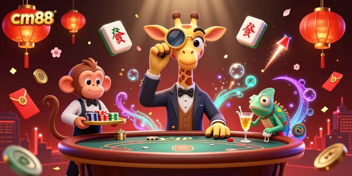 Experience the excitement at cm88 with vibrant gaming characters and rich casino elements.