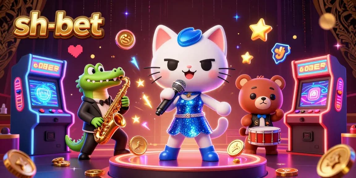 Experience thrilling games at sh-bet with exciting cartoon characters and vibrant casino elements.