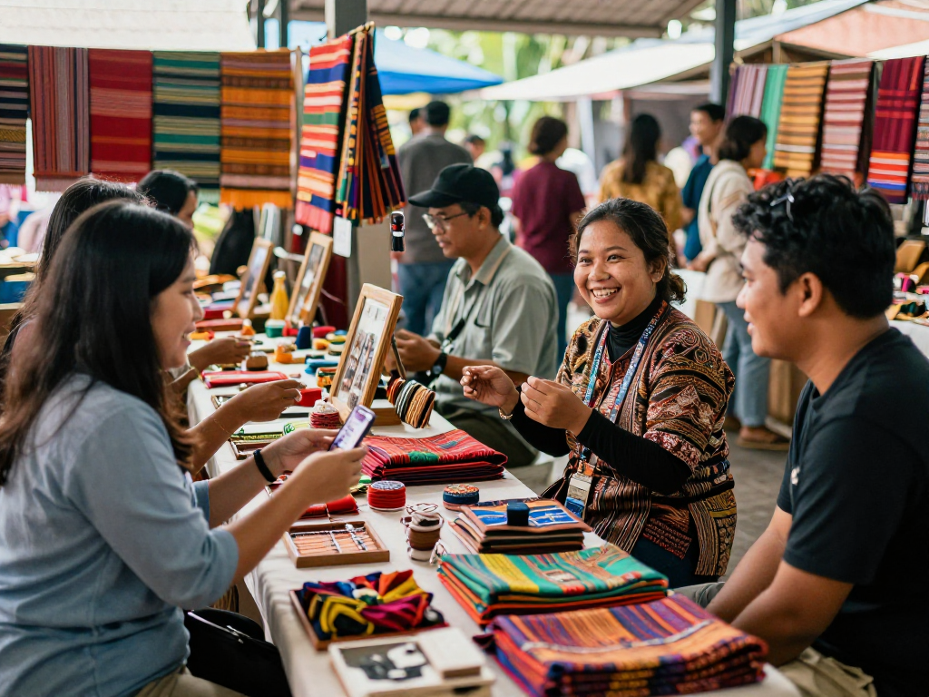 Shopping for local UMKM products at https://rokok88.net's vibrant market