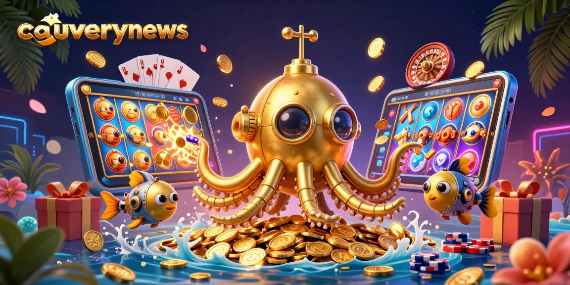 Experience thrilling gameplay at cauverynews with the golden kraken submarine in a rich casino scene.