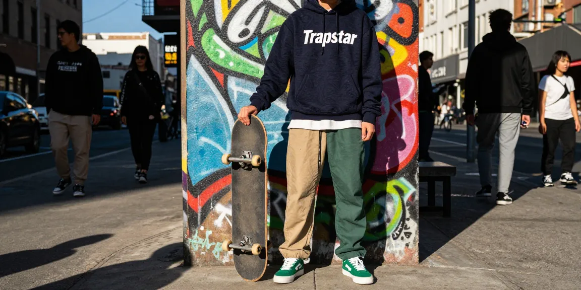 Trapstar Felpa indossata in un contesto urbano, espressione di stile streetwear moderno.