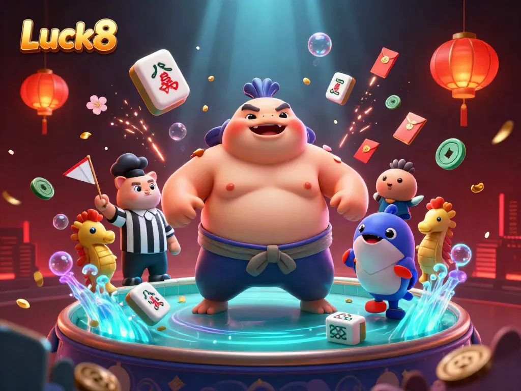 Join the action with Luck8 in an exhilarating underwater casino, featuring vibrant characters and festive elements.