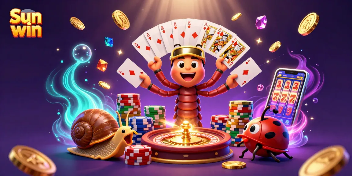 Experience the excitement of Sun win with vibrant casino characters and dynamic gaming elements.