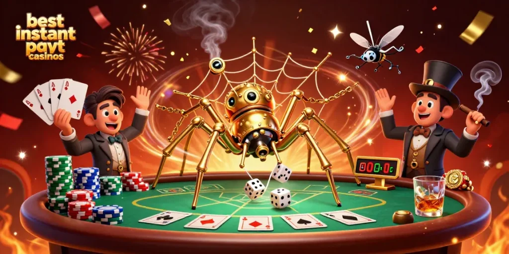 Experience the excitement of the best instant payout casinos with this vibrant 3D illustration.