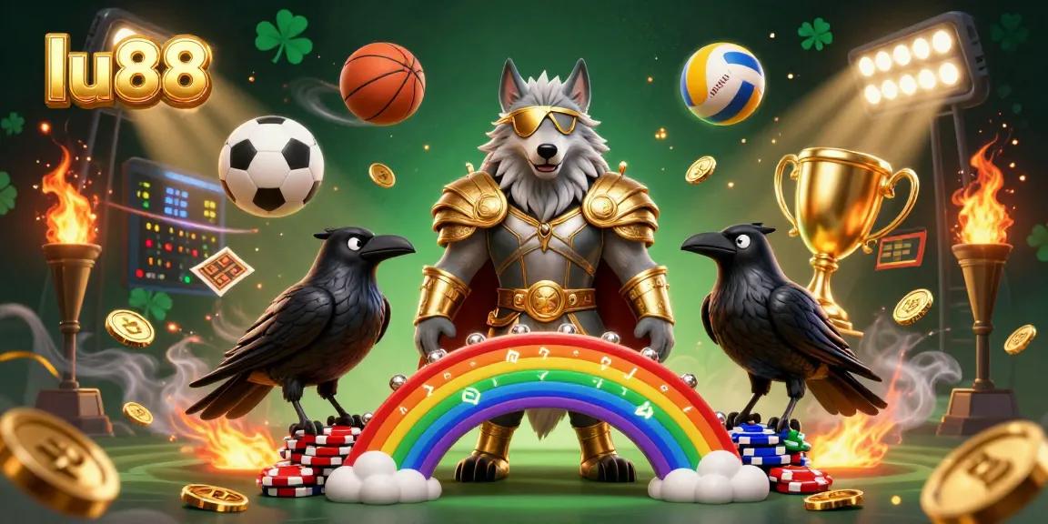 lu88 enhances excitement with an illustration of Norse mythology characters amid vibrant casino elements.