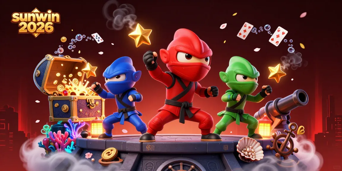 Experience the excitement of sunwin 2026 with colorful chameleons showcasing synchronized gambling skills amid treasure and casino elements.