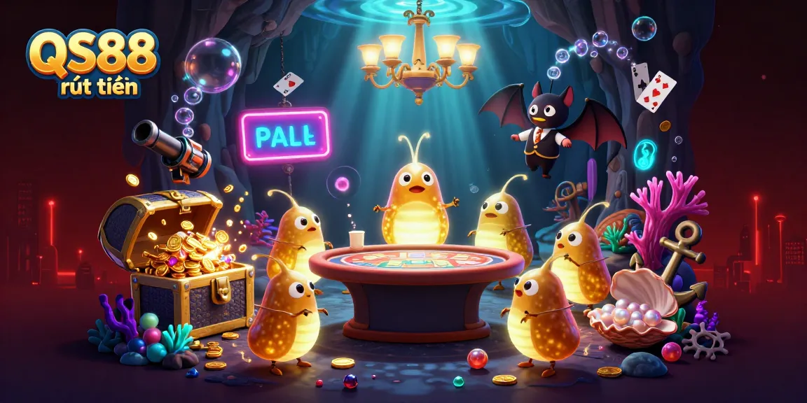 Engage in winning strategies with QS88 rút tiền in a vibrant casino scene illuminated by glowworms.